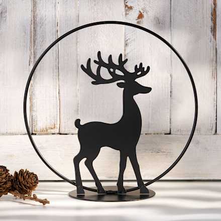 Metallaufsteller, Hirsch im Ring Dekorieren & Einrichten