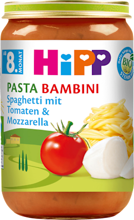 Menü Pasta Bambini Spaghetti mit Tomaten & Mozarella ab dem 8. Monat HiPP