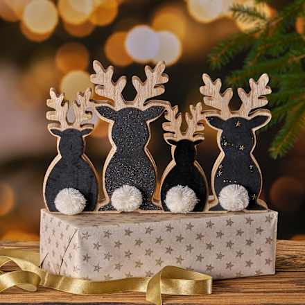 Holzaufsteller, Elchreihe, schwarz-gold Dekorieren & Einrichten