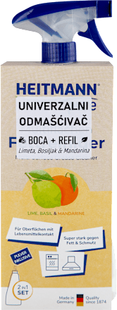 pure 2 IN 1 set: univerzalni odmašćivač refil + sprej boca - Limeta, Bosiljak & Mandarina HEITMANN pure