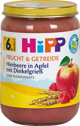 Babybrei Frucht & Getreide Himbeere in Apfel mit Dinkelgrieß HiPP