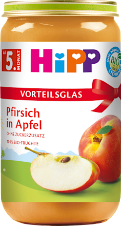 Früchte Pfirsich in Apfel, ab dem 5. Monat HiPP
