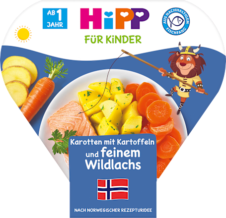 Kinderteller Karotten mit Kartoffeln und feinem Wildlachs ab 1 Jahr HiPP