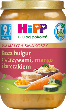 Kasza bulgur z warzywami, mango i kurczakiem BIO. po 9. miesiącu HiPP