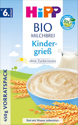 Abendbrei Milch Bio Kindergrieß ab dem 6. Monat HiPP