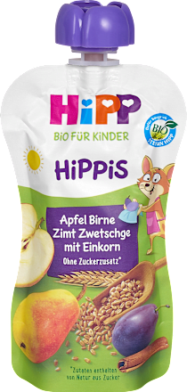 Hippis Quetschie Apfel, Birne, Zimt, Zwetschge mit Einkorn HiPP