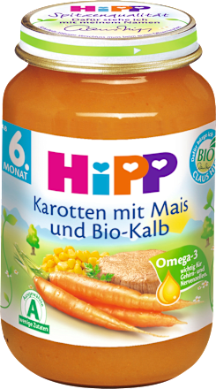 Babymenü Karotten mit Mais und Bio-Kalb ab 6. Monat HiPP