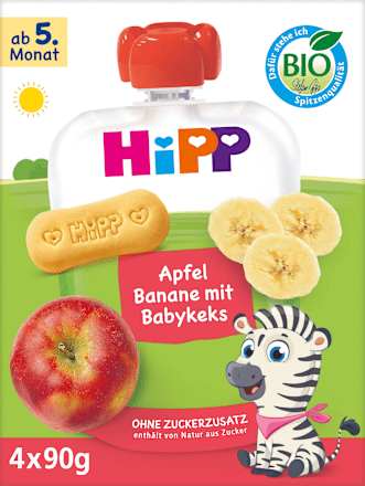 Quetschie Apfel-Banane & Babykeks nach dem 4. Monat HiPP
