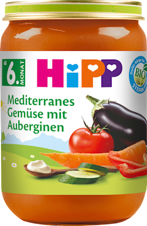 Gemüse Mediterranes Gemüse mit Auberginen ab dem 6. Monat HiPP