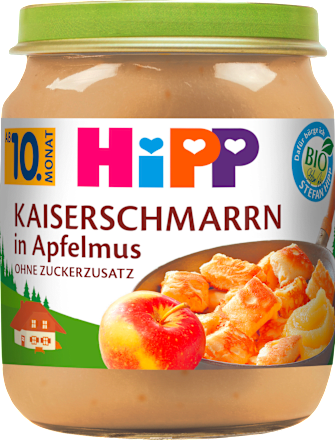Kleine Mehlspeise Kaiserschmarrn in Apfelmus ab dem 10. Monat HiPP