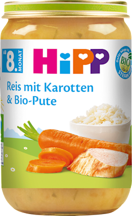 Menü Reis mit Karotten & Bio-Pute ab dem 8. Monat HiPP