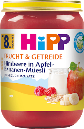 Frucht & Getreide Himbeere in Apfel-Bananen Müsli ab dem 8.Monat HiPP