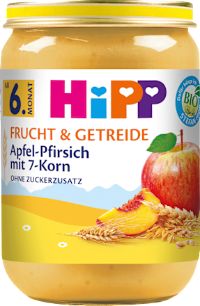 Frucht & Getreide Apfel-Pfirsich mit 7-Korn, ab dem 6.Monat HiPP