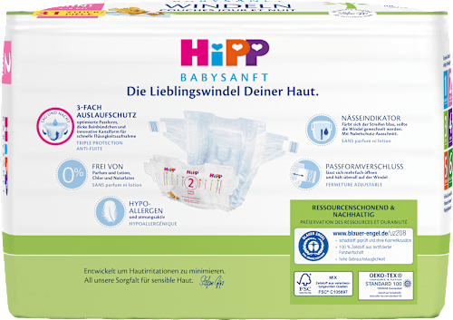 Windeln Gr. 2 Mini (4-8 kg), Monatspack HiPP Babysanft