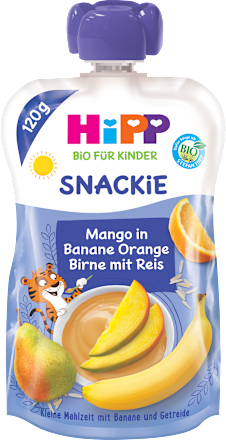 Quetschie Mango in Banane, Orange, Birne mit Reis ab 12 Monaten HiPP