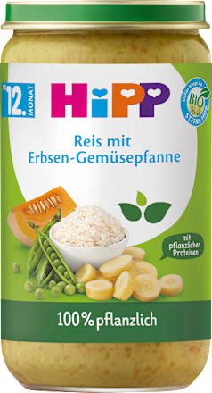 Menü Reis mit Erbsen-Gemüsepfanne ab 12. Monat HiPP