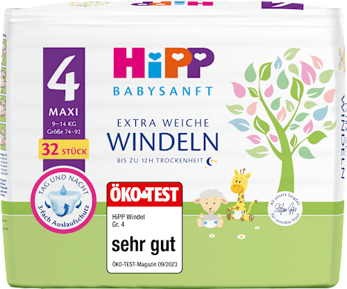 Windeln extra weich Gr. 4 Maxi (9-14 kg) HiPP Babysanft