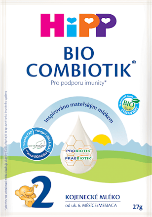 BIO pokračovací mléčná kojenecká výživa 2 Combiotik 6m HiPP