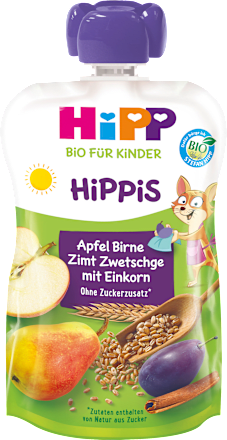 Hippis Quetschie Apfel, Birne, Zimt, Zwetschge mit Einkorn HiPP