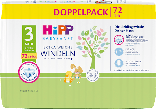 Windeln Gr. 3 Midi, 6-10 kg, Monatspack HiPP Babysanft