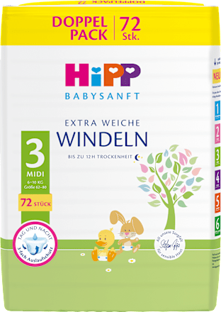 Windeln Gr. 3 Midi, 6-10 kg, Monatspack HiPP Babysanft