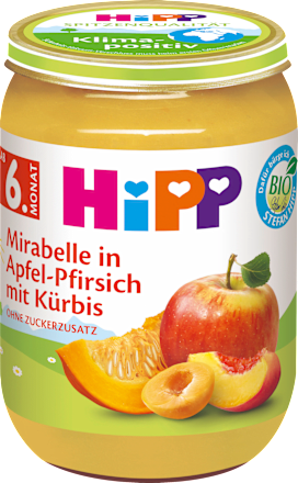 Früchte + Gemüse Mirabelle in Apfel-Pfirsich mit Kürbis, ab 6. Monat HiPP