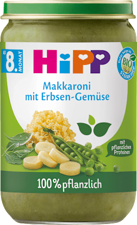 Menü Makkaroni mit Erbsen-Gemüse ab 8.Monat pflanzlich  HiPP
