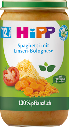 Menü Spaghetti mit Linsen-Bolognese ab 12. Monat pflanzlich  HiPP