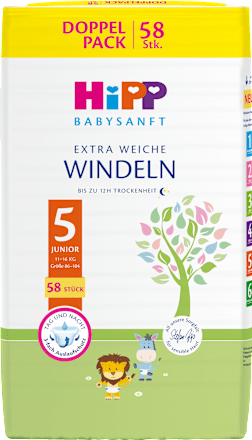Windeln extra weich Gr. 5 Junior (11-16 kg) Doppelpack HiPP Babysanft