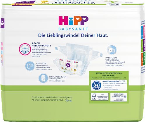 Windeln extra weich Gr. 4 Maxi (9-14 kg) HiPP Babysanft