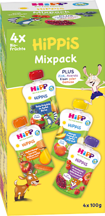Quetschie Hippis Mixpack Früchte ab 1 Jahr  (4x100 g) HiPP