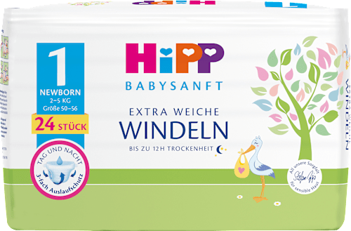 Windeln Gr. 1 Newborn (2-5 kg), Monatspack HiPP Babysanft