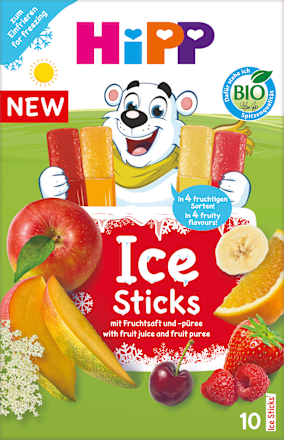 Kindersnack Fruchteis Sticks mit Fruchtsaft & -püree ab 3 Jahren (10x40 ml) HiPP