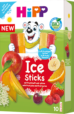 Kindersnack Fruchteis Sticks mit Fruchtsaft & -püree ab 3 Jahren (10x40 ml) HiPP