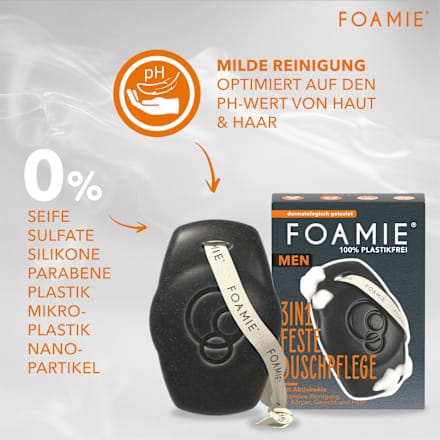 Festes Duschgel mit Aktivkohle Foamie