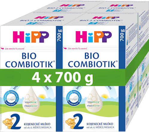 BIO pokračovací mléčná kojenecká výživa 2 Combiotik 6m 4x700g HiPP