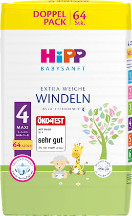 Windeln extra weich Gr. 4 Maxi (9-14 kg) Doppelpack HiPP Babysanft