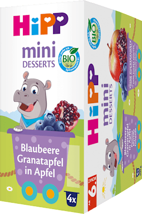 Früchte Mini Desserts Blaubeere, Granatapfel in Apfel ab dem 6. Monat (4x100 g) HiPP