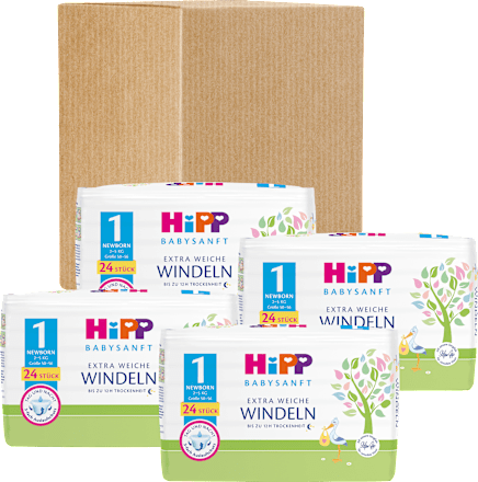 Windeln Gr. 1 Newborn (2-5 kg), Monatspack HiPP Babysanft