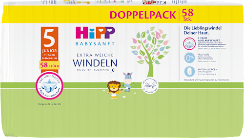 Windeln Gr. 5 Junior, 11-16 kg, Monatspack HiPP Babysanft