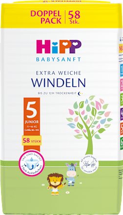 Windeln Gr. 5 Junior, 11-16 kg, Monatspack HiPP Babysanft