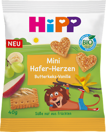 Kindersnack Mini Hafer-Herzen Butterkeks-Vanille, ab 3 Jahre HiPP