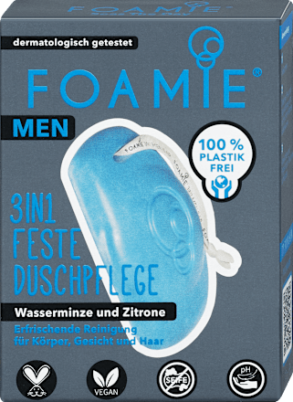 MEN 3in1 feste Duschpflege mit Wasserminze und Zitrone Foamie