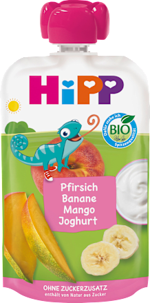 Quetschie Pfirsich Banane Mango mit Joghurt, ab 1 Jahr HiPP