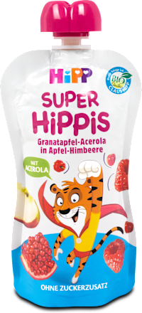 Hippis EKO voćni pire – jabuka s malinom, šipkom i acerolom, 12 + mj. HiPP