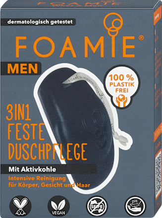 Festes Duschgel mit Aktivkohle Foamie