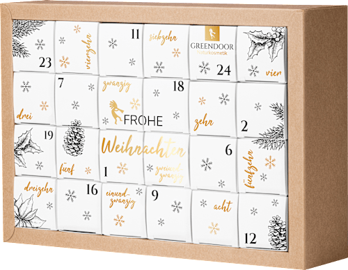 Adventskalender 2024 mit 24 natürlich pflegenden Überraschungen Greendoor
