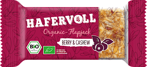 Müsliriegel Organic-Flapjack Berry & Cashew HAFERVOLL