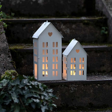 Laterne Haus weiß 35cm  Dekorieren & Einrichten