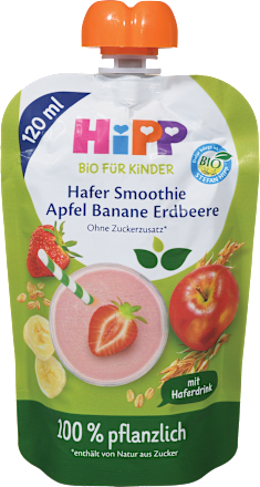 Bio ovseni smoothie z okusom jabolka, banane in jagode HiPP